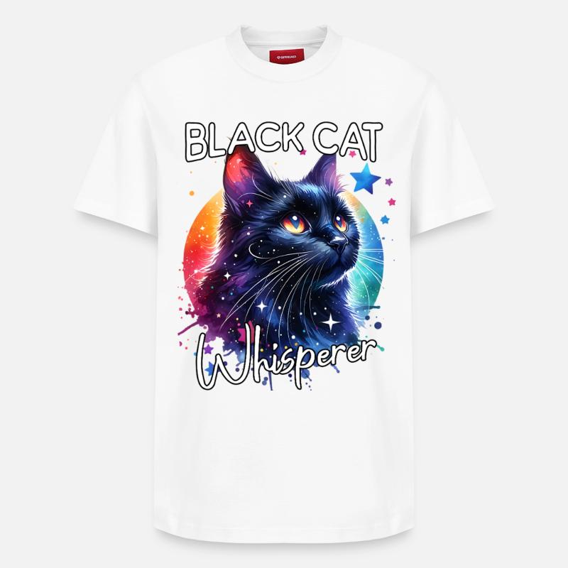 Schwarze Katze Flüsterer - Relaxed Unisex Supima Cotton T-Shirt – von SPREAD - Weiß