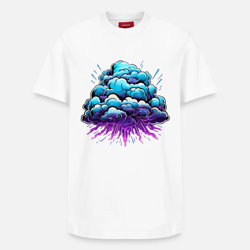 Blue Cloud Pop Explosion de néon - T-shirt unisexe décontracté en coton Supima – de SPREAD - blanc