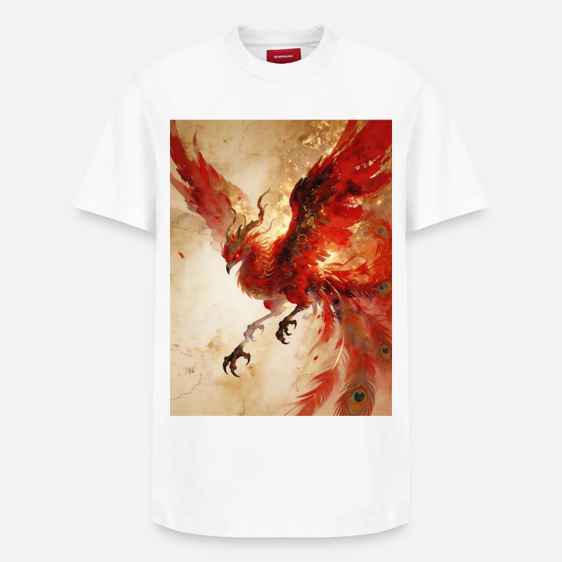 The Phoenix Rises: Celestial Radiance - Relaxed Unisex Supima Cotton T-Shirt – by SPREAD - white