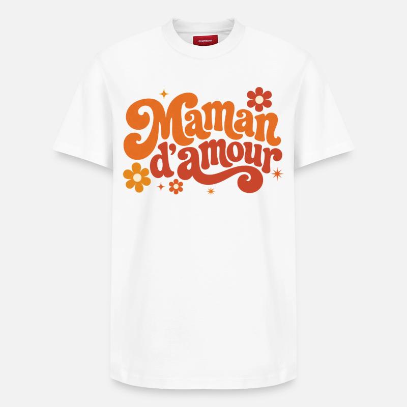Maman d'amour groovy florale - T-shirt unisexe décontracté en coton Supima – de SPREAD - blanc
