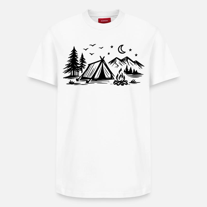 Tente de camping - T-shirt unisexe décontracté en coton Supima – de SPREAD - blanc