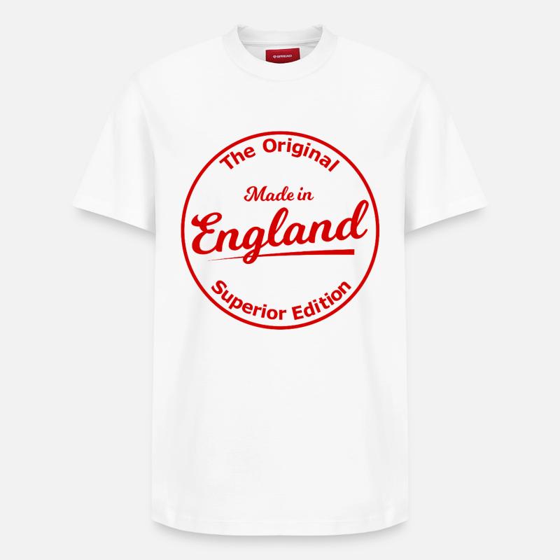 Original England Stempel Rot - Relaxed Unisex Supima Cotton T-Shirt – von SPREAD - Weiß