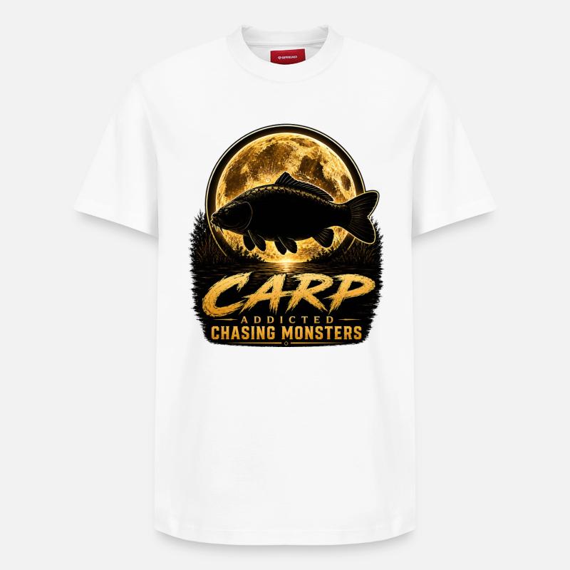 Mitternachtskarpfen-süchtiges Monsterfischen-Design - Relaxed Unisex Supima Cotton T-Shirt – von SPREAD - Weiß