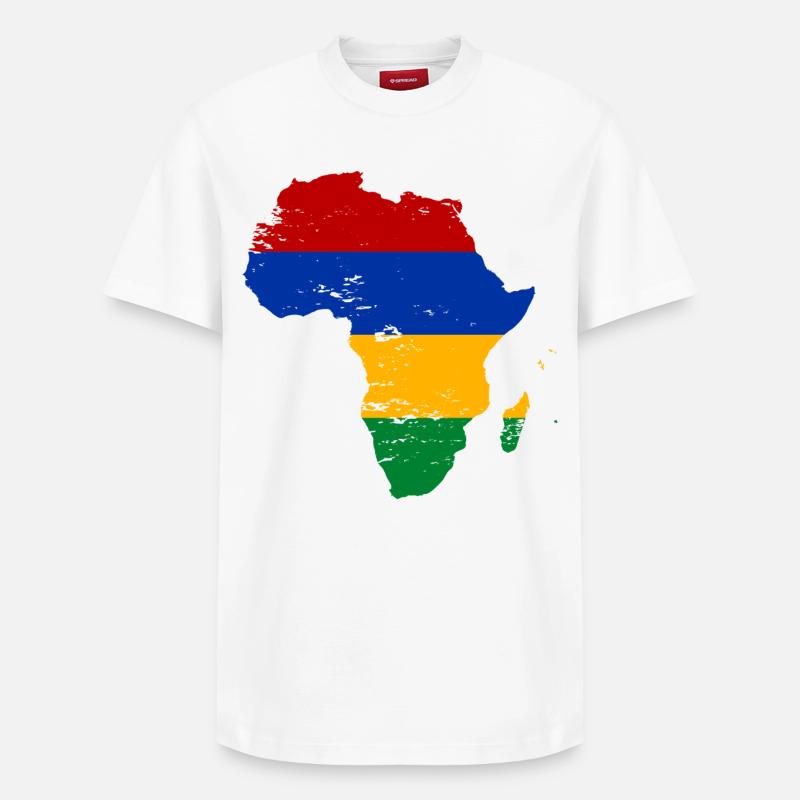 Drapeau Maurice Afrique - T-shirt unisexe décontracté en coton Supima – de SPREAD - blanc