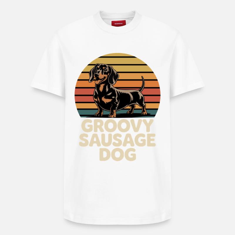 Teckel groovy - T-shirt unisexe décontracté en coton Supima – de SPREAD - blanc
