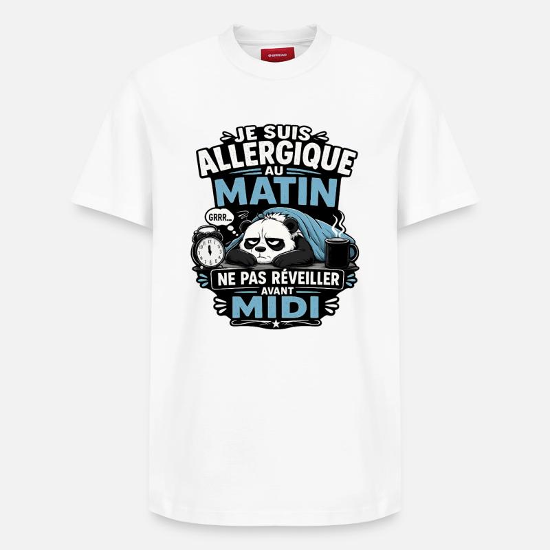 Allergique au matin ! - T-shirt unisexe décontracté en coton Supima – de SPREAD - blanc
