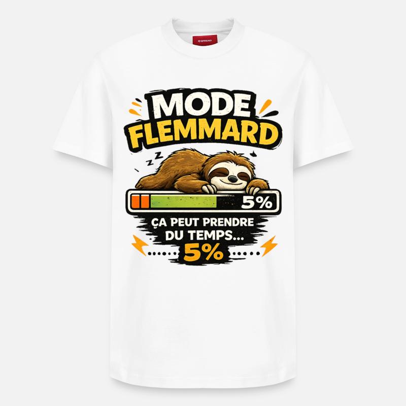 Mode Flemmard: Paresseux en Progression - T-shirt unisexe décontracté en coton Supima – de SPREAD - blanc