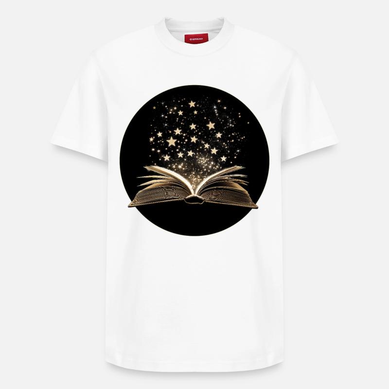 Livre avec des étoiles - T-shirt unisexe décontracté en coton Supima – de SPREAD - blanc
