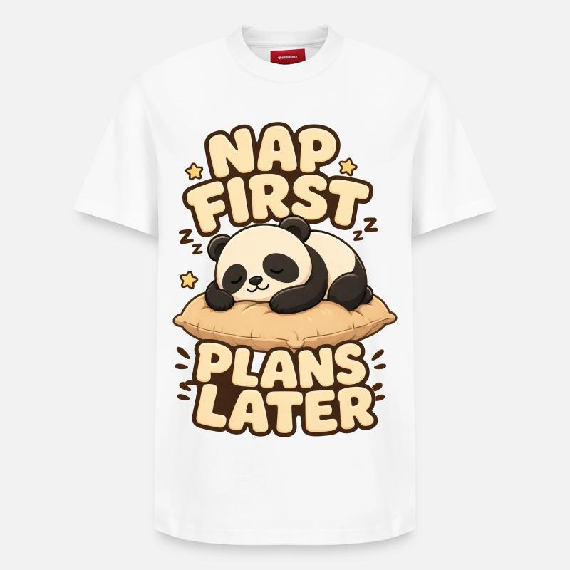 Nap First Plans Later Panda - Relaxed Unisex Supima Cotton T-Shirt – von SPREAD - Weiß