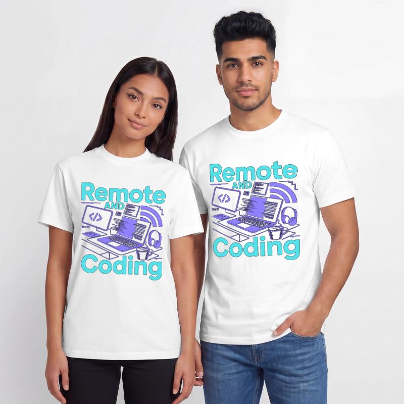 Remote Developer Remote And Coding Web Programmer Relaxed Unisex Supima Cotton T-Shirt – von SPREAD