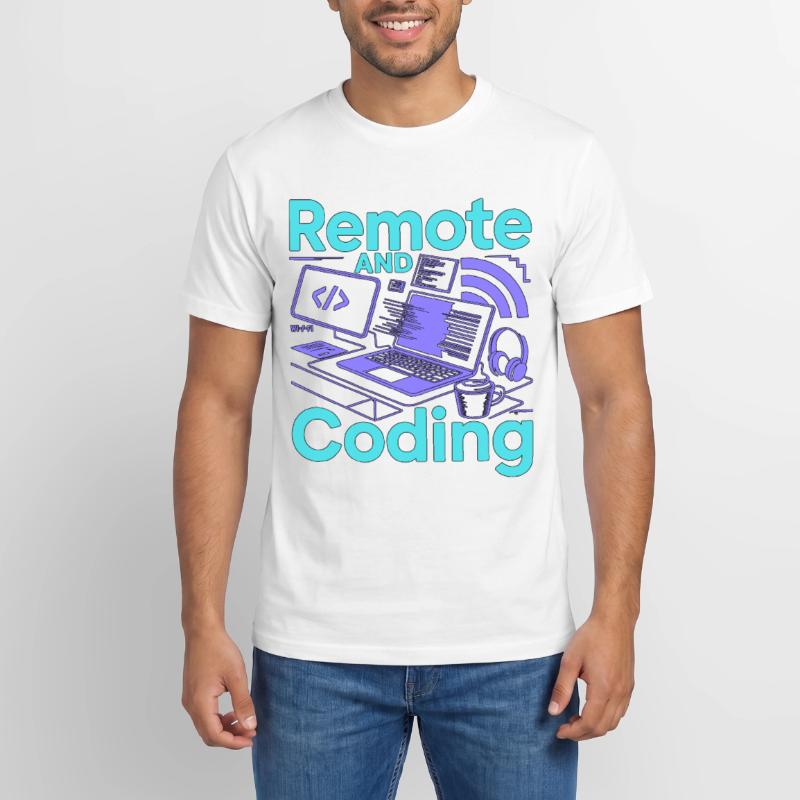 Remote Developer Remote And Coding Web Programmer Relaxed Unisex Supima Cotton T-Shirt – von SPREAD