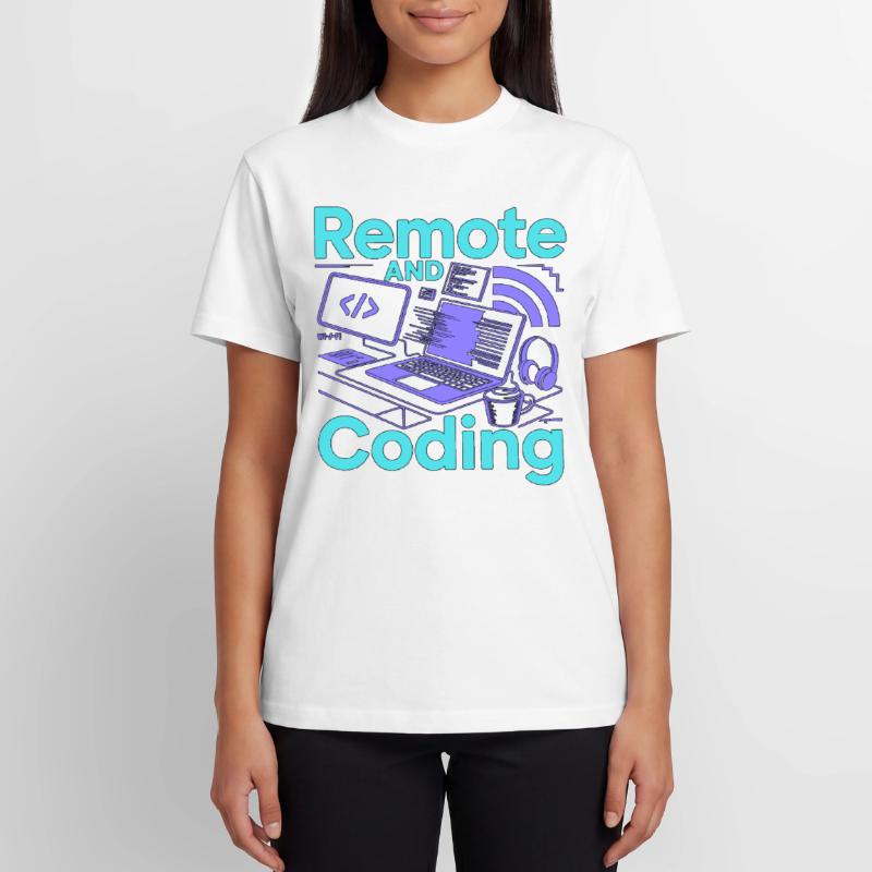 Remote Developer Remote And Coding Web Programmer Relaxed Unisex Supima Cotton T-Shirt – von SPREAD
