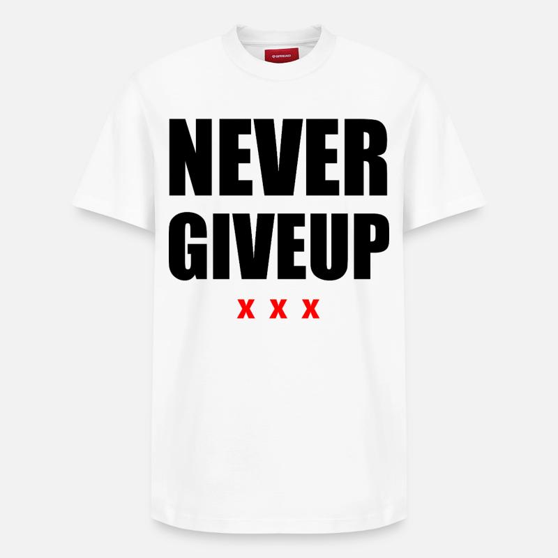 Never Give Up Black/Red - Relaxed Unisex Supima Cotton T-Shirt – by SPREAD - white