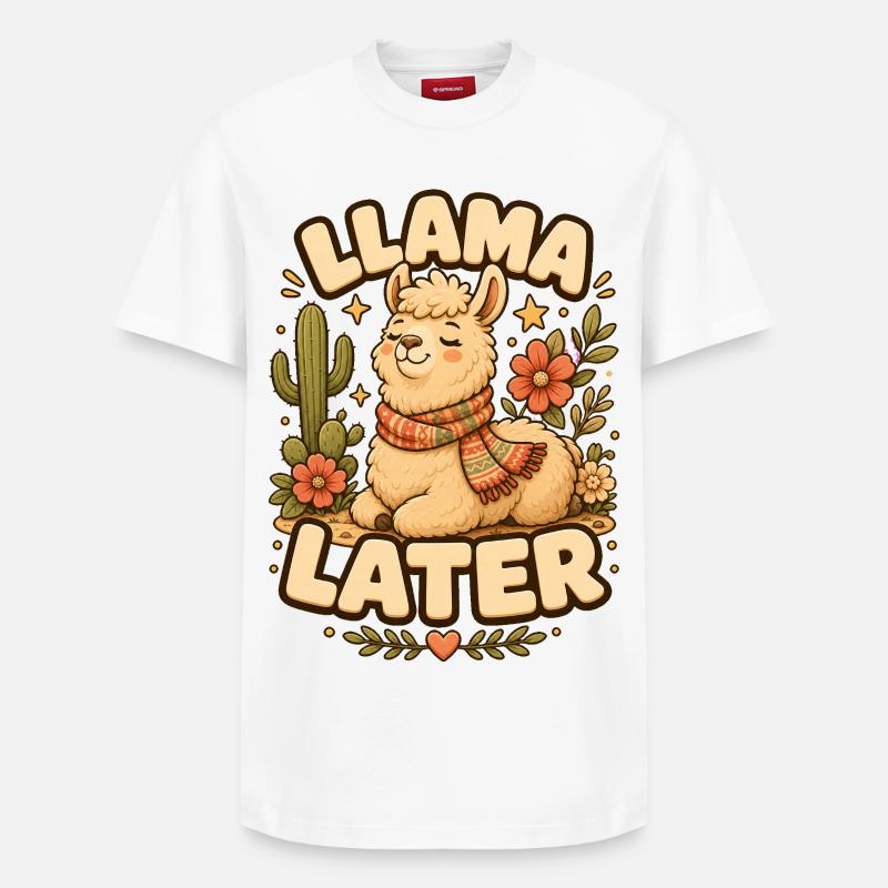 Llama Later Lama - Relaxed Unisex Supima Cotton T-Shirt – by SPREAD - white
