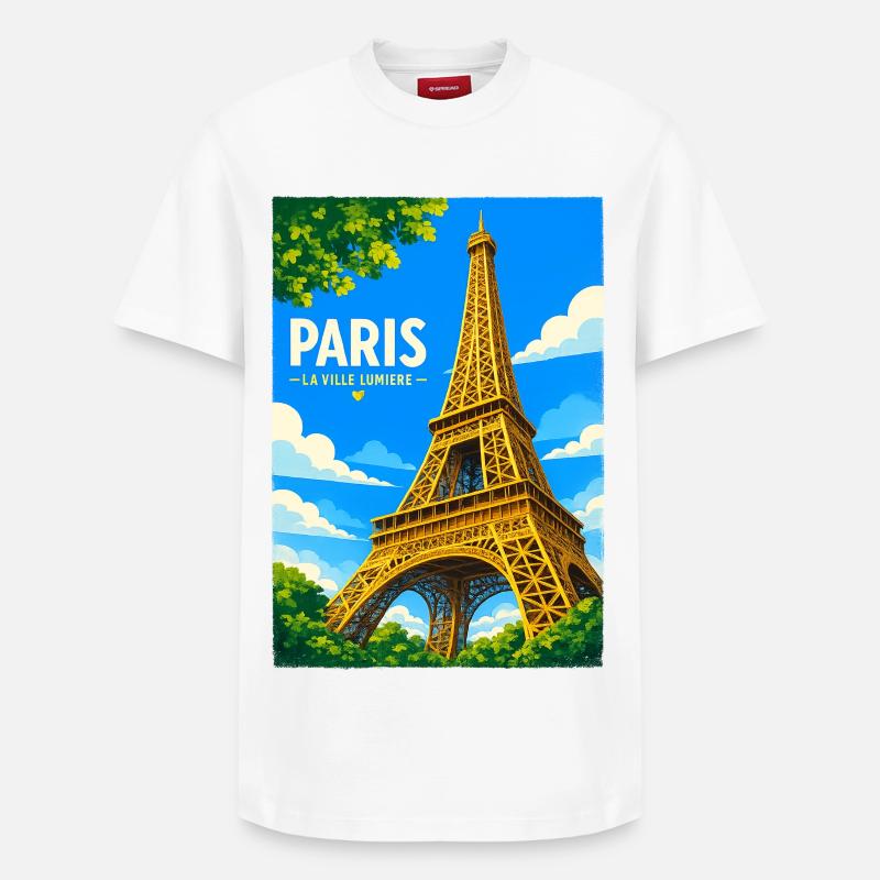 Paris Ville Lumière - T-shirt unisexe décontracté en coton Supima – de SPREAD - blanc
