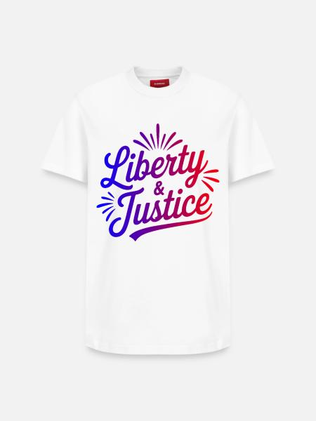 Liberty & Justice Print - Relaxed Unisex Supima Cotton T-Shirt – by SPREAD - white