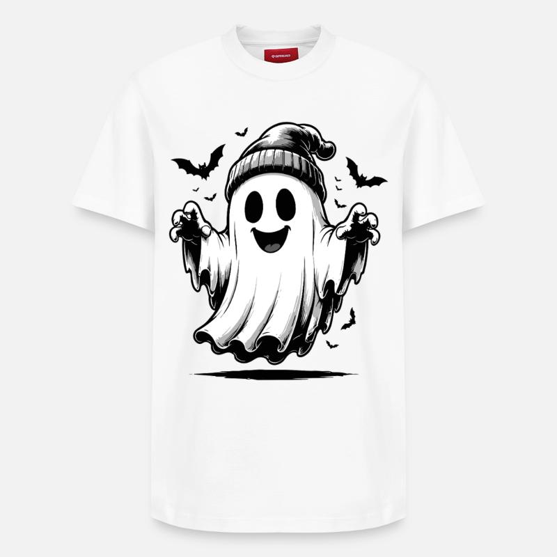 Geist mit Strickmütze - Relaxed Unisex Supima Cotton T-Shirt – von SPREAD - Weiß
