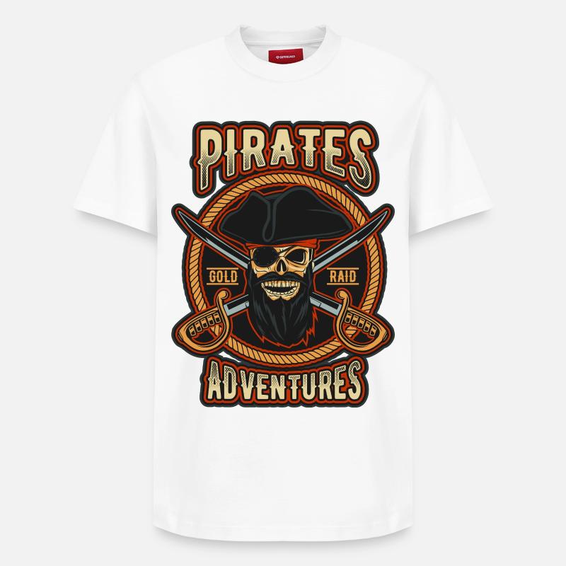 Pirate Gold Raid-Patch - Relaxed Unisex Supima Cotton T-Shirt – von SPREAD - Weiß