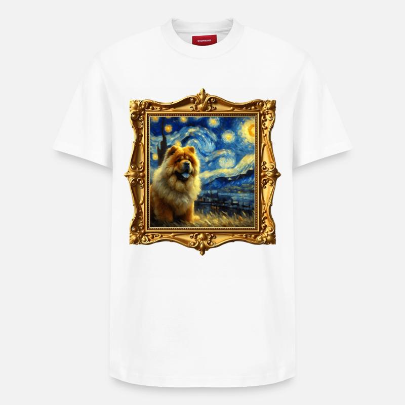 La Nuit étoilée de Chowchow - T-shirt unisexe décontracté en coton Supima – de SPREAD - blanc