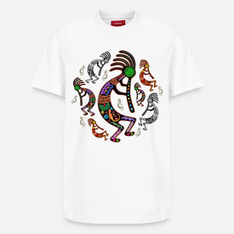 Kokopelli-Regenbogenfarben - Relaxed Unisex Supima Cotton T-Shirt – von SPREAD - Weiß