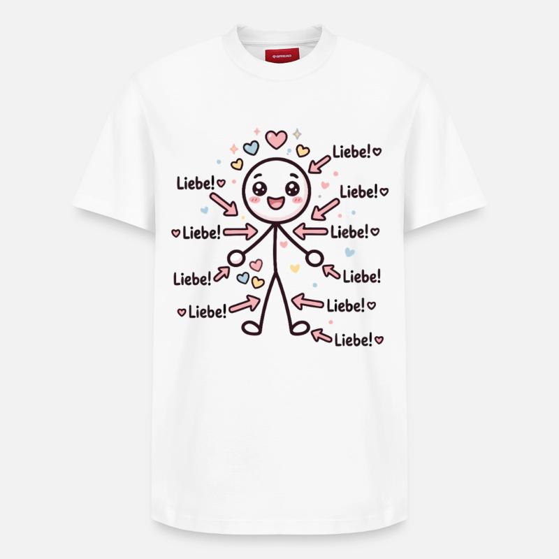 Strichmännchen Liebe Herz - Relaxed Unisex Supima Cotton T-Shirt – von SPREAD - Weiß