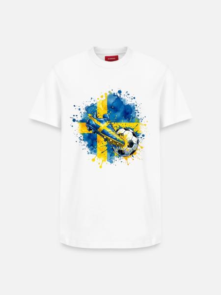Fußball - Team Schweden - Relaxed Unisex Supima Cotton T-Shirt – von SPREAD - Weiß