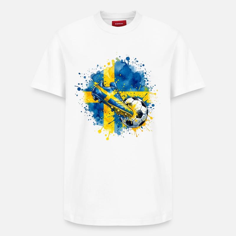 Football - Équipe de Suède - T-shirt unisexe décontracté en coton Supima – de SPREAD - blanc