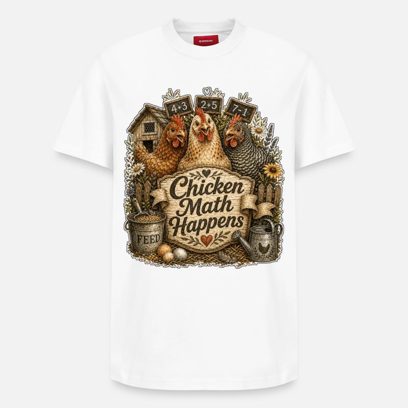 Chicken Math Happens - Relaxed Unisex Supima Cotton T-Shirt – von SPREAD - Weiß