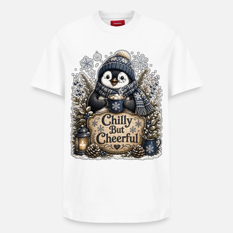 Chilly But Cheerful - Relaxed Unisex Supima Cotton T-Shirt – von SPREAD - Weiß