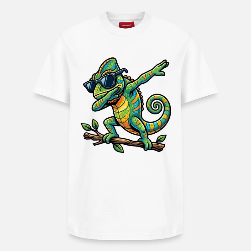 Dabbing Chamäleon - Relaxed Unisex Supima Cotton T-Shirt – von SPREAD - Weiß