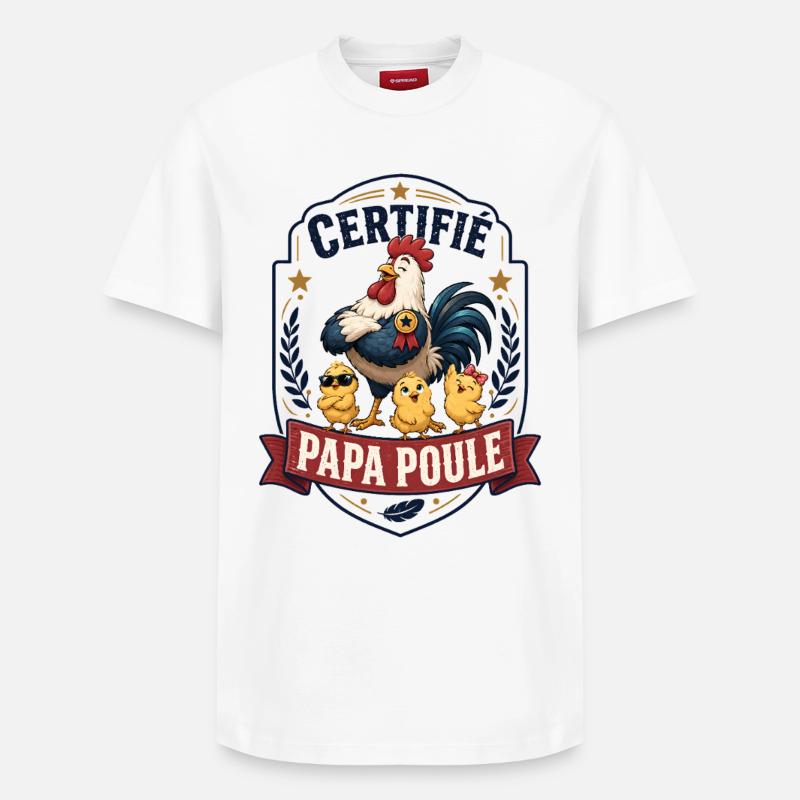 Certifié Papa Poule - T-shirt unisexe décontracté en coton Supima – de SPREAD - blanc