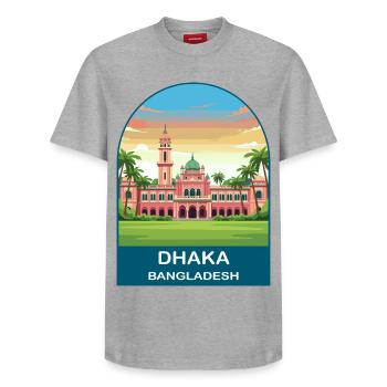 Dhaka Bangladesh Ahsan Manzil Vintage Travel Poste - Relaxed Unisex Supima Cotton T-Shirt – by SPREAD - white - Front - AI Model Female 172 dark (172cm) & AI Model Male 185 dark (185cm)