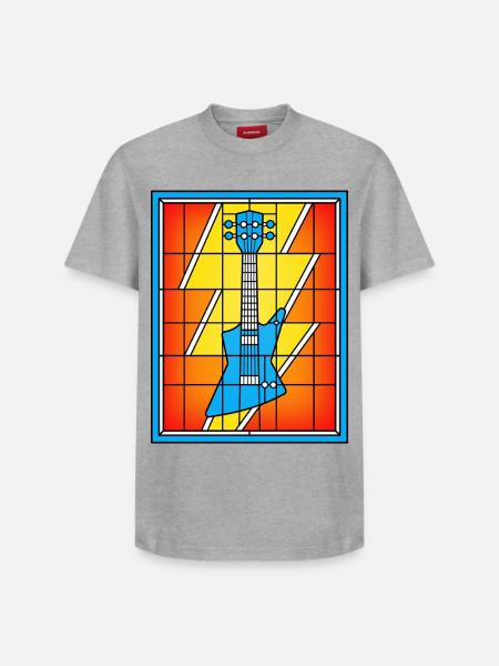Buntglas-Blaue Gitarre - Relaxed Unisex Supima Cotton T-Shirt – von SPREAD - Weiß