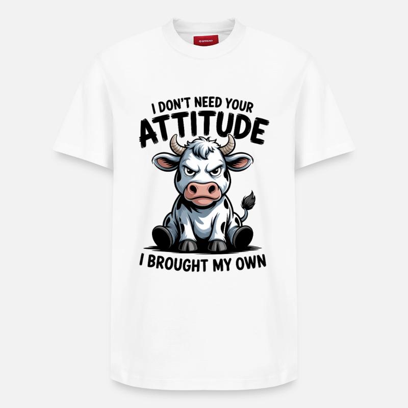 Attitude de vache : expression - T-shirt unisexe décontracté en coton Supima – de SPREAD - blanc