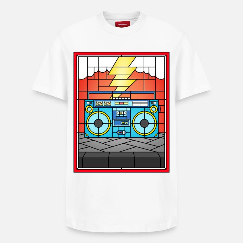 Illustration de Boombox en vitrail - T-shirt unisexe décontracté en coton Supima – de SPREAD - blanc