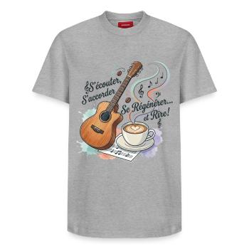 Écoutez-vous, rechargez votre âme - T-shirt unisexe décontracté en coton Supima – de SPREAD - blanc - Devant - AI Model Female 172 dark (172cm) & AI Model Male 185 dark (185cm)