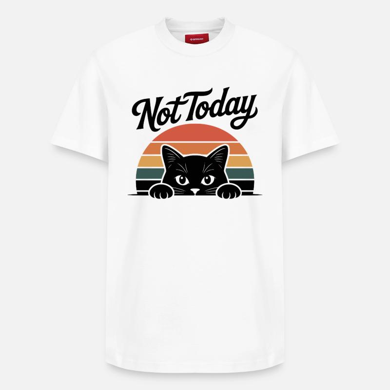 Katzen Retro-Silhouette Not Today - Relaxed Unisex Supima Cotton T-Shirt – von SPREAD - Weiß