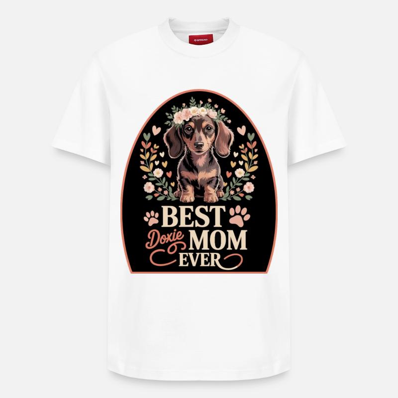 Meilleur moment de maman teckel - T-shirt unisexe décontracté en coton Supima – de SPREAD - blanc
