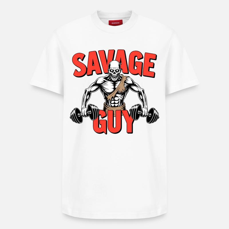 Squelette de gymnase sauvage - T-shirt unisexe décontracté en coton Supima – de SPREAD - blanc