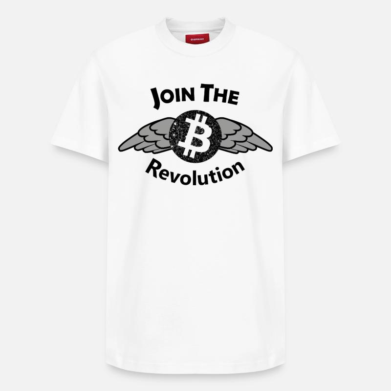 Motif de l’aile Bitcoin - T-shirt unisexe décontracté en coton Supima – de SPREAD - blanc