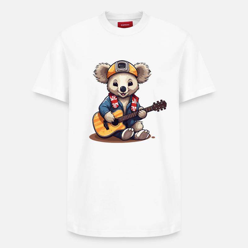 Guitariste rock koala en look aventure - T-shirt unisexe décontracté en coton Supima – de SPREAD - blanc