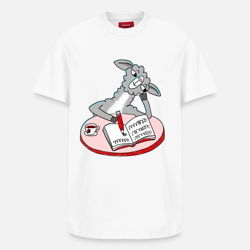 Lama écrit un journal - T-shirt unisexe décontracté en coton Supima – de SPREAD - blanc