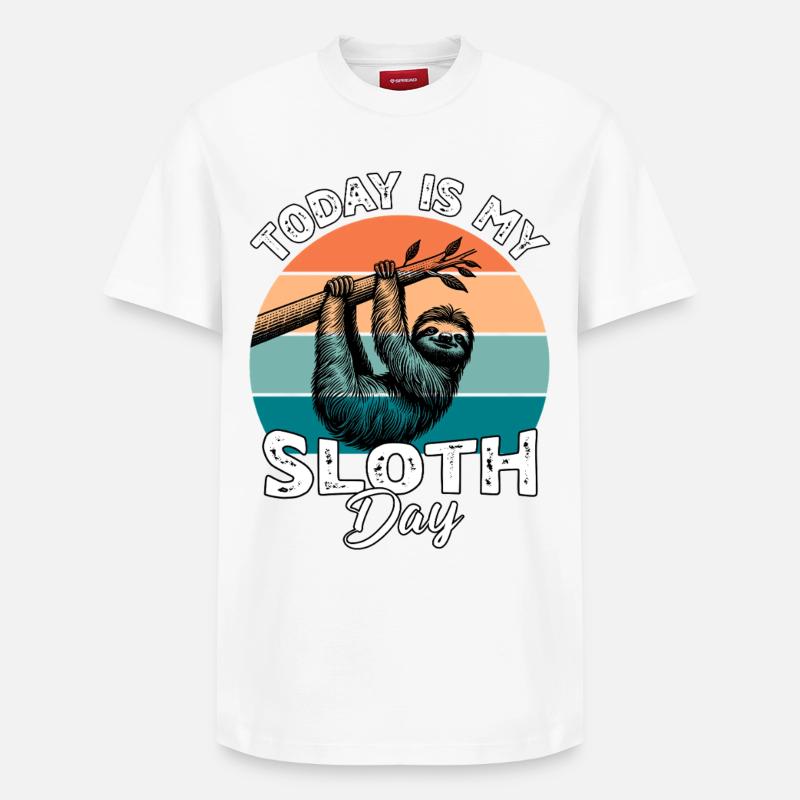 Faultier Sloth - Relaxed Unisex Supima Cotton T-Shirt – von SPREAD - Weiß