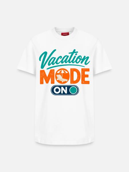 Vacation Mode ON Urlaubsmodus an – Sommer-Feeling - Relaxed Unisex Supima Cotton T-Shirt – von SPREAD - Weiß
