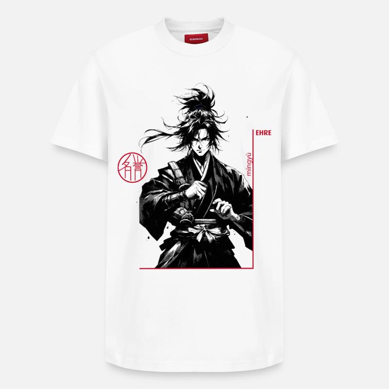 Samurai - Relaxed Unisex Supima Cotton T-Shirt – von SPREAD - Weiß