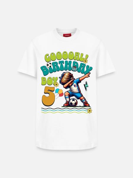 5 . Birthday Football - Relaxed Unisex Supima Cotton T-Shirt – by SPREAD - white