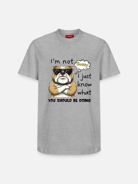 Bossy Bulldog - Attitude in Shades Design - Relaxed Unisex Supima Cotton T-Shirt – by SPREAD - white