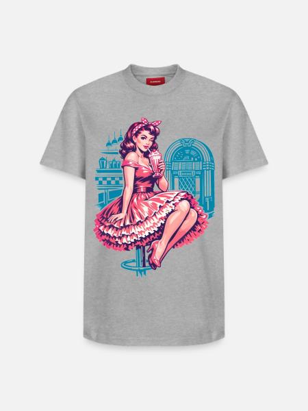 50s Diner Pin-Up: Retro Rockabilly Style - Relaxed Unisex Supima Cotton T-Shirt – by SPREAD - white
