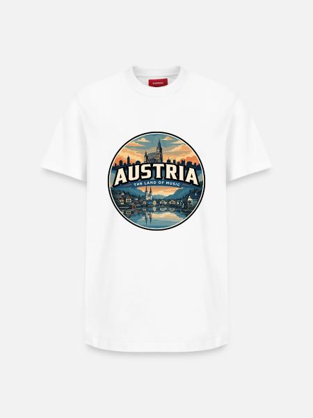 Retro Austria Hallstatt Lake Badge - Relaxed Unisex Supima Cotton T-Shirt – by SPREAD - white