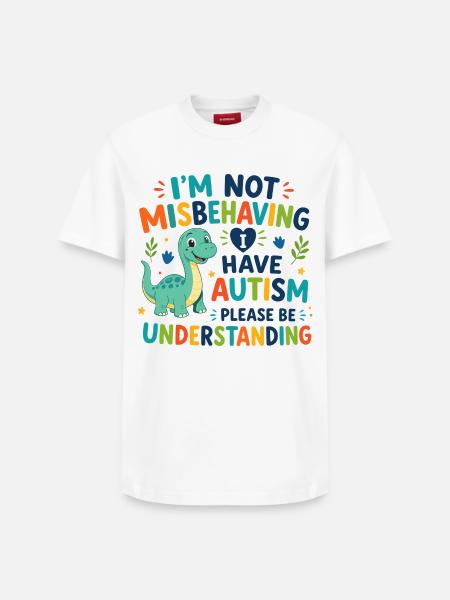 I don't misbehave, I have autism - Relaxed Unisex Supima Cotton T-Shirt – by SPREAD - white